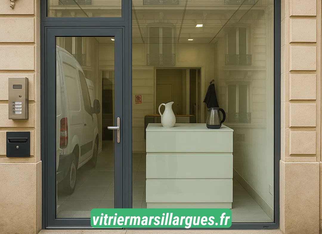 Façade vitrine de magasin en aluminium sur mesure à Marsillargues